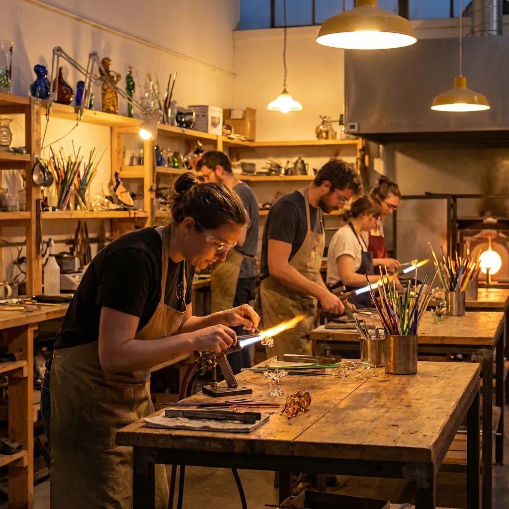 Steric Resources Glass Studio Workshop - Team working on stained glass projects