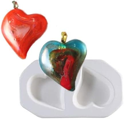 O.D.5.75" x 3.25 D.1 Two Cast-A-Cab Hearts Frit Casting Mold Glass Fusing.Finished 2.25" x 2.25